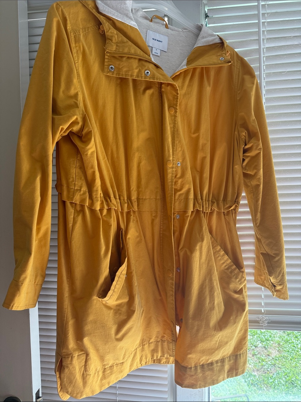 Old Navy Women's Yellow Drawstring Anorak Trench Coat